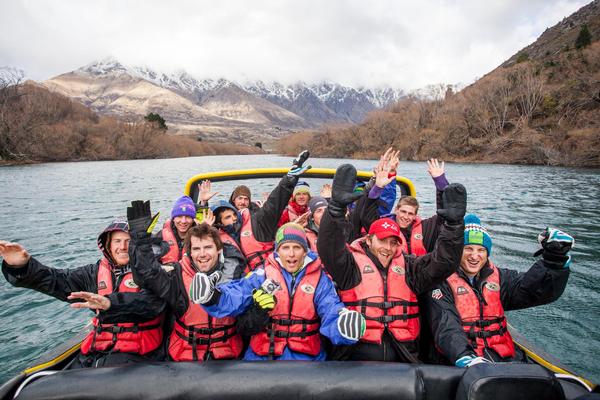  The US Ski Team enjoying Queenstown's adventure activities with a thrilling Kawarau Jet ride.